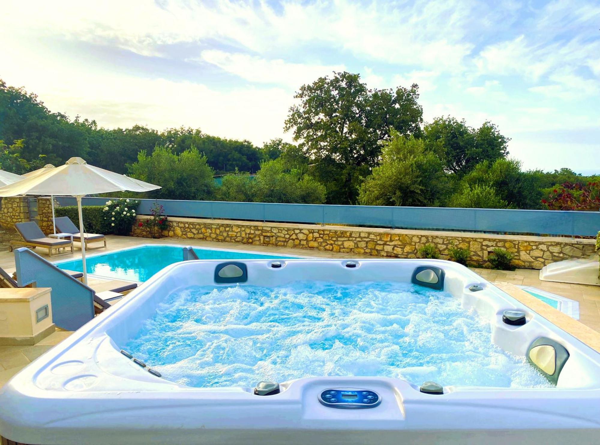 Deluxe Villa Ianthos - Outdoor Hot Tub & Kids Pool Gállos Eksteriør billede